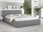 Luxusní postel GEORGIA 140x200 s kovovým zdvižným roštem ŠEDÁ